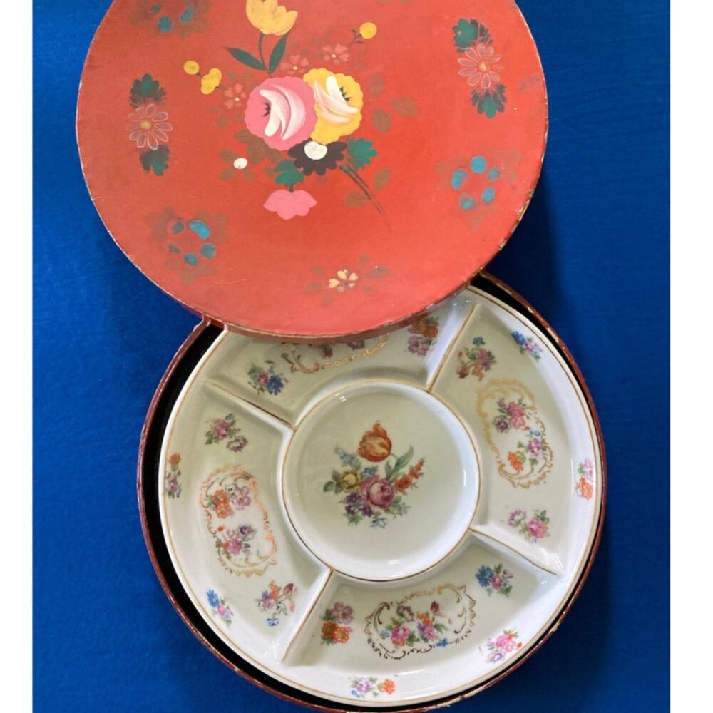 VTG Platter Japanese Serving Platter Dip Relish Dish w/ Original Decorative Box